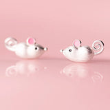 925 Sterling Silver Mouse Stud Earring for Women - Animal Jewelry Gift