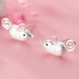 925 Sterling Silver Mouse Stud Earring for Women - Animal Jewelry Gift