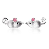 925 Sterling Silver Mouse Stud Earring for Women - Animal Jewelry Gift