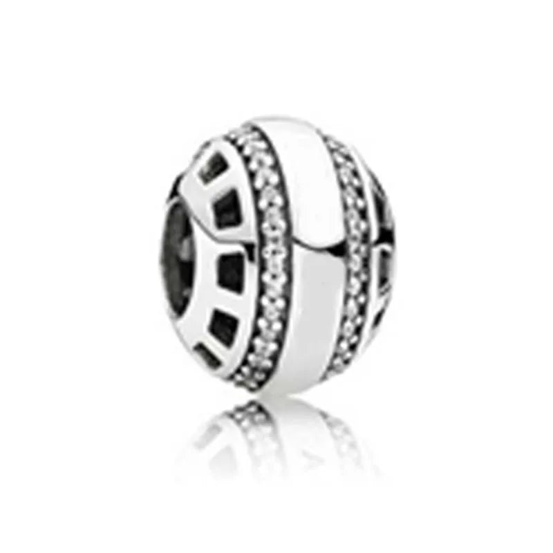 S925 Sterling Silver Clear CZ Charm Beads for Bracelet DIY