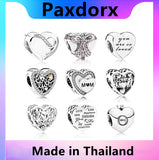 S925 Heart Beads Clear CZ Charm Bead Bracelet DIY Bangle