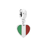 S925 Sterling Silver Heart Flag & Canadian Flag Pendant