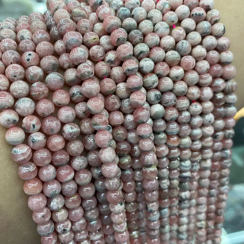 Rhodochrosite Round Gem Stone Beads for DIY Jewelry Making