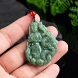 Natural Green Jadeite Dragon Guanyin Pendant