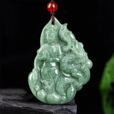 Natural Green Jadeite Dragon Guanyin Pendant