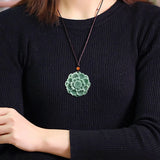 Natural Jade Green Jadeite Flower Women Pendant Gift