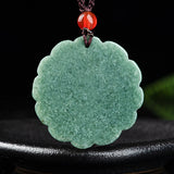 Natural Jade Green Jadeite Lucky Flower Pendant