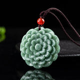 Natural Jade Green Jadeite Lucky Flower Pendant