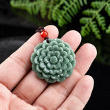 Natural Jade Green Jadeite Lucky Flower Pendant