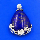 Natural Lapis Lazuli Lucky Amulet Pendant Chain Gemstone Beads Silver Pendants