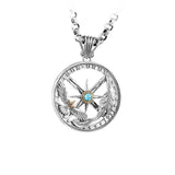S925 Silver Vintage Hand-Carved Feather Pendant for Men