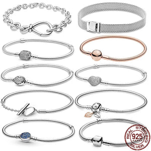 925 Sterling Silver Bracelet for Bead Charms Bangle DIY Jewelry