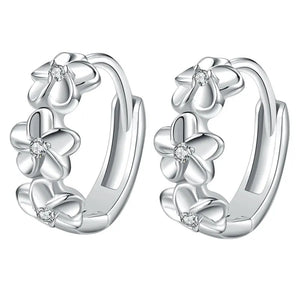 925 Sterling Silver Small Flower Round Earrings Female Charm Jewelry Gift