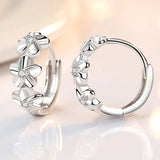 925 Sterling Silver Small Flower Round Earrings Female Charm Jewelry Gift
