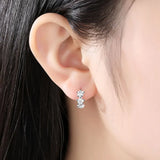 925 Sterling Silver Small Flower Round Earrings Female Charm Jewelry Gift