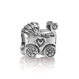 S925 Sterling Silver Alarm Clock Footprint Charms Beads