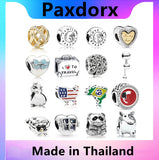 S925 Sterling Silver Heart Charm for DIY Bracelet Jewelry