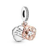 S925 Sterling Silver Love Series Double Pendant Mother Charm for Pando Bracelet