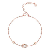 S925 Sterling Silver Bracelet Rose CC Zircon Women Jewelry Christmas Gift