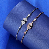 S925 Sterling Silver Rose Fan Zircon Bracelet Couple Gift
