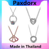 S925 Sterling Silver Necklace Heart Circle Pendant Women Jewelry