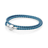 S925 Silver Leather Bracelet Bangle for Pan Bead Charm