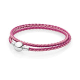 S925 Silver Leather Bracelet Bangle for Pan Bead Charm