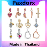 S925 Sterling Silver Love Heart Rose Golden CZ Pendant for PandoCross Necklace