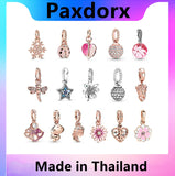 S925 Sterling Silver Mushroom Dragonfly Pendant Charms for Pando Necklace