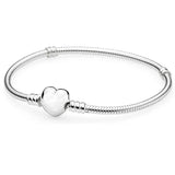 S925 Sterling Silver Rose Heart Bracelet Clear CZ Charm Bead