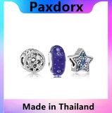 Sterling Silver Snowflake Charm Glass Bead Set
