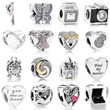 925 Sterling Silver Vintage Camera Alarm Clock Bead DIY Bracelet Jewelry