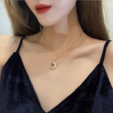 100 Languages I Love You Pendant Titanium Steel Necklace Female Crescent