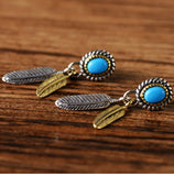 Retro Thai Silver Feather Earrings 925 Silver Men's Women's Earrings