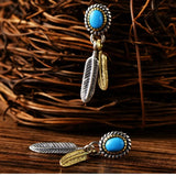 Retro Thai Silver Feather Earrings 925 Silver Men's Women's Earrings