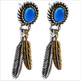 Retro Thai Silver Feather Earrings 925 Silver Men's Women's Earrings