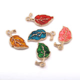 100pcs Leaf Shape Alloy Earring Keyring Necklace Phone Chain Charms