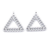 100pcs Rhinestone Paved Round Circle Earring Charms, Silver Colors Metal Alloy