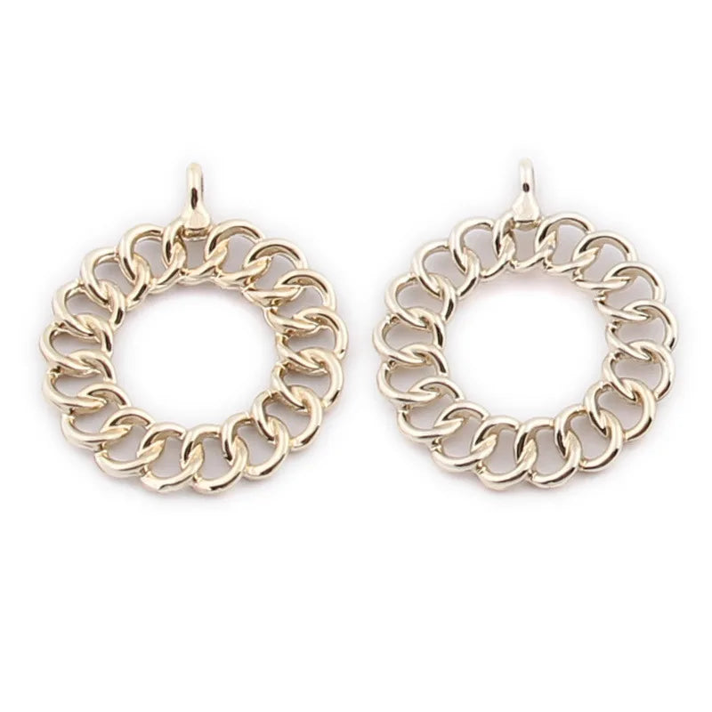 100pcs Rhinestone Paved Round Circle Earring Charms, Silver Colors Metal Alloy