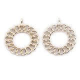 100pcs Rhinestone Paved Round Circle Earring Charms, Silver Colors Metal Alloy