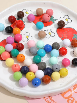 100pcs 14mm 16mm Acrylic Round Beads Straight Holes DIY Jewelry Pendant