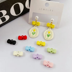 100pcs Rubber Paint Bow Alloy Charms DIY Jewelry