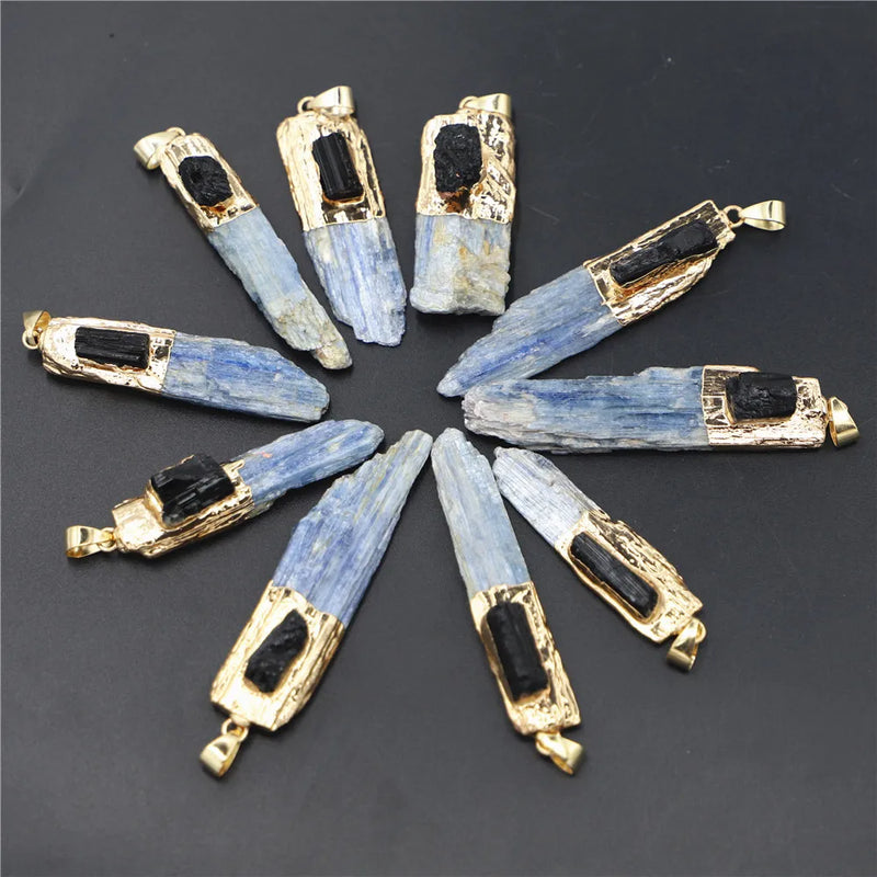 10PCS Raw Tourmaline Kyanite Pendant Charm Jewelry Nugget Necklace DIY