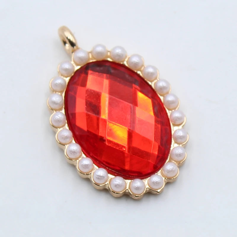 10Pcs Oval Pearl Acrylic Pendant Necklace Accessories