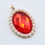 10Pcs Oval Pearl Acrylic Pendant Necklace Accessories