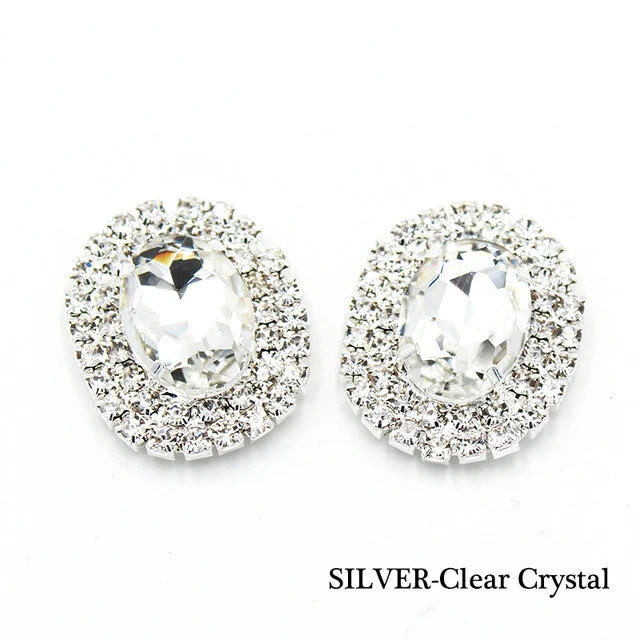 10Pcs Metal Double Circle Crystal Rhinestones Clothing Decor Accessories