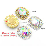 10Pcs Metal Double Circle Crystal Rhinestones Clothing Decor Accessories