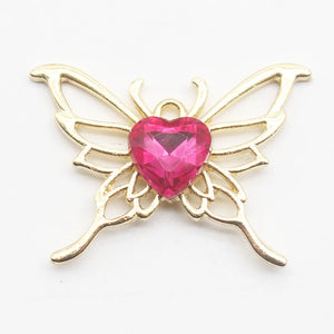 10Pcs Heart-Shaped Butterfly Alloy Earrings Pendant DIY Necklace Bracelet
