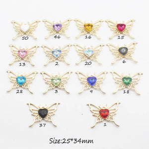 10Pcs Heart-Shaped Butterfly Alloy Earrings Pendant DIY Necklace Bracelet