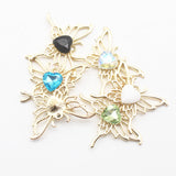 10Pcs Heart-Shaped Butterfly Alloy Earrings Pendant DIY Necklace Bracelet